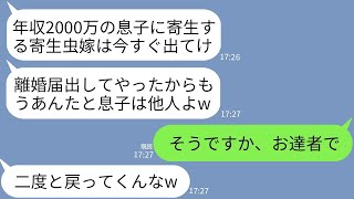 【LINE】年収2000万の嫁の私の給与明細を夫のと勘違いして勝手に離婚届を出した姑「息子に寄生する嫁未満女は出てけw」→出て行った後で自慢の息子の年収を教えてあげた結果www