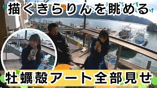 タワーレコード広島で展示中♪ 牡蠣殻アートはこんなふうに作っていました！ ただただ製作中のきらりんを眺めるだけ…