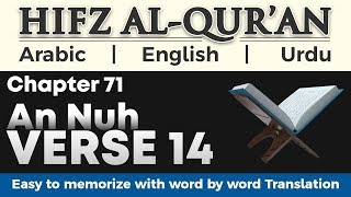 Memorize Quran Easily with word by word Translation | 71 Surah An Nuh | Verse 14
