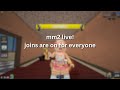 Playing The NEW MM2 RLBX UPDATE LIVE (JOINS ARE ON FOR FOLLOWERS)  #roblox #mm2live #mm2 #shorts