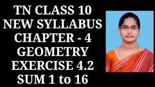 10th maths Ch-4 Geometry Ex-4.2 (1 to 16 sums) Full | Samacheer One plus One channel