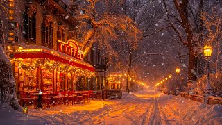 Deep Jazz Outside the Cozy Cafe - Peaceful Night Ambience with Smooth Jazz Instrumental for Relax