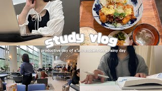 sub)\study vlog/ 雨だけどモチベ高く勉強頑張る日✍🏻☔️｜大学の100円朝食🍚｜就活準備💇🏻‍♀️｜uni life, studying on a rainy day