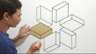 Optical illusion 3D wall painting || star wall decoration || cat tembok 3D