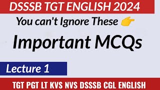 Important MCQs in English Literature || DSSSB TGT PGT English || Million Minds English | Lecture 1|