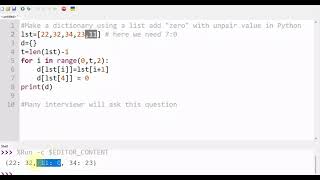 Make a dictionary using a list add zero with unpair value in Python