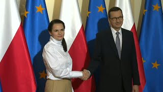 Belarus opposition figurehead Svetlana Tikhanovskaya meets Polish PM | AFP