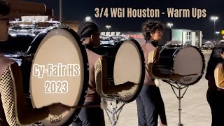 Cy Fair High School Drumline 2023 - Warm Ups - 3/4 WGI Houston Finals