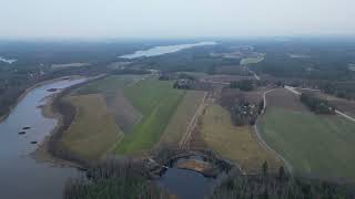 Drone flight over the village of Sulkava near lake Saimaa, Eastern Finland 5.11.22 III