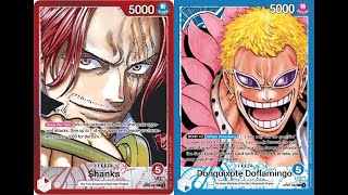 [OP09] 5Face Showdown! Shanks(Red) vs. Donquixote Doflamingo(Blue) - One Piece TCG Gameplay