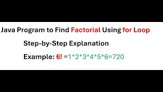 Java Program to Find Factorial Using for Loop | Step-by-Step Explanation
