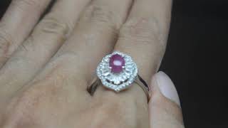 Total Weight 17.70ct Normal Heated Natural Cabochon Red Ruby 925 Silver Ring 7US