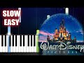 Disney Opening Theme - SLOW EASY Piano Tutorial by PlutaX
