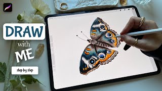 Procreate Watercolor Butterfly Tutorial - Step by step - Fur Brushes - Drawing tutorial by OwlAsya