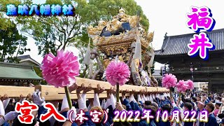 【4K】播州の秋祭り 魚吹八幡神社 福井 宮入 2番 本宮 2022年10月22日