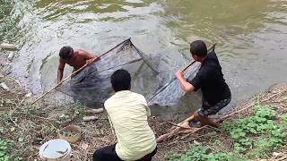 Cambodia Net Fishing and Cooking Khmer Food At Rural Area