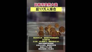 比特币突然大跌，超17万人爆仓# 比特币暴涨 # 微策略 # 比特币再创新高 # 财经 # 比特币 # 虚拟货币# 财经# 掘金计划2024# 加密货币#比特币行情分析