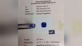 GRS 10.76ct 錫蘭無燒藍寶石