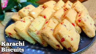 Homemade easy karachi biscuits recipe | हैदराबाद के प्रसिद्ध कराची बिस्कुट | Tutti Frutti Biscuit