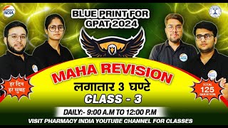 BLUE PRINT FOR  GPAT 2024 | MAHA REVISION | CLASS - 3 | TOTAL 125 QUESTIONS WITH EXPLANATION