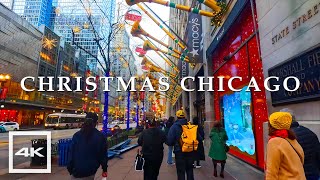 Chicago Christmas Lights 2023 🎄 Walking Tour | 4K HDR