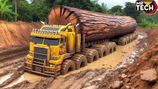 Extreme Dangerous Monster Logging Wood Truck Driving Skills | Powerful Machines And Heavy Machinery