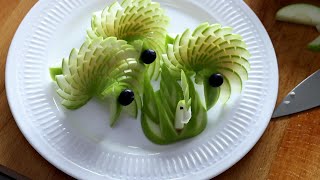 Art In Apple Fan | Fruit Carving Garnish | Apple Swan | Party Garnishing