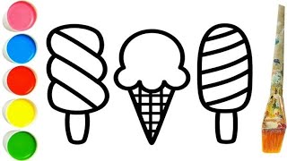 Ice Cream Drawing || How to draw a cute ice cream with colour easy step by step