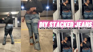 DIY Custom Stacked Denium Jeans Tutorial| Patchwork and Double-stacked Method| Alexis Jaeigh