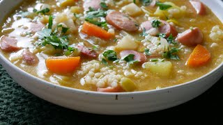 Pearl Barley Stew with Potatoes \u0026 Sausages (Recipe) || [ENG SUBS]