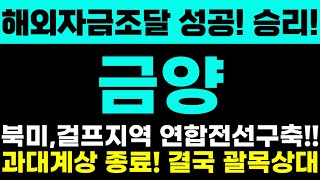 [금양 주가전망] 해외자금조달 성공! 승리 반증! 북미,걸프지역 연합전선 구축!! 과대계상 종료! 결국 괄목상대! 절치부심의 시작! 주주님들 정말 중요합니다!