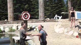 Grouse Mountain Lumber Jack Show, darting with axe