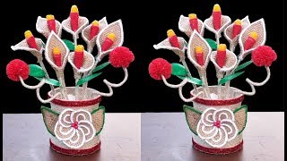 Flower & Flower vase Decoration Idea with Jute Rope || Home Decor Jute & Plastic Bottle Flower Vase