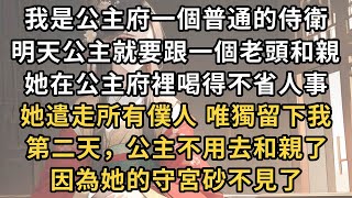 我是公主府一個普通的侍衛 ，明天公主就要跟一個老頭和親 ，她在公主府裡喝得不省人事 ，她遣走所有僕人 唯獨留下我 ，第二天，公主不用去和親了 ，因為她的守宮砂不見了#一世兩相依#爽文#甜文#古言