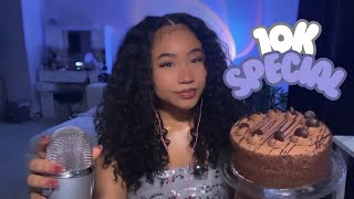 ASMR| Eating Chocolate Cake + Q\u0026A🍰(10K SPECIAL🎉)