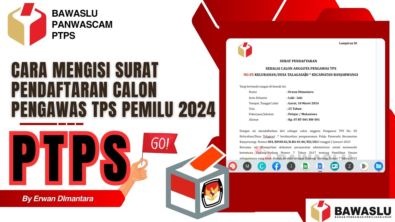 Cara Mengisi Surat Pendaftaran Calon Pengawas TPS Pemilu 2024 - YouTube