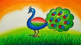 Independence Day Drawing ||Easy Peacock Drawing Scenery Drawing||Republic Day special Drawing ideas