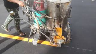 How to mark the road with manual road marking machine. রোড মার্কিং মেশিন দিয়ে রাস্তায় দাগ দেওয়া।