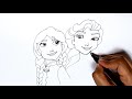 anna and elsa frozen drawing how to draw elsa u0026anna frozen for kids disney princess