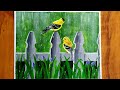 StepbyStep Birds in the Rain Painting/Acrylic painting for beginners/Go Green Nature Scenery Paintng