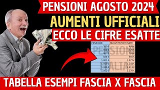 ✅PENSIONI AGOSTO: AUMENTI CONFERMATI TABELLA ESEMPI X OGNI FASCIA 📈VERIFICA NUOVI IMPORTI NETTI