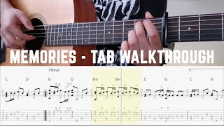 Memories - Maroon 5 (Tab Walkthrough / Fingerstyle Guitar Tutorial)