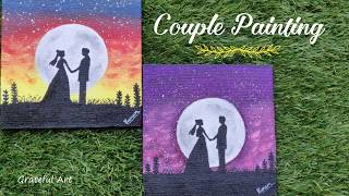 Easy step by step Romantic Couple Painting for Beginners | DIY valentine gift idea 2020