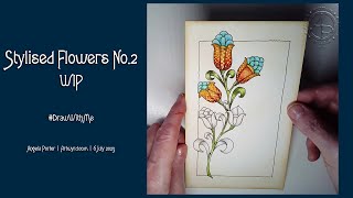 Stylised Flowers No.2 WIP #drawwithme #pendrawing #watercolour #doodles #zentangleinspiredart