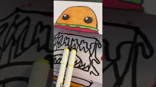 Coloring a cheeseburger monster I mess up on the folding part 🤷‍♀️