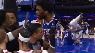 JOEL EMBIID FIGHTS ENTIRE KNICKS AFTER PULLING DOWN LEG OF PLAYER!