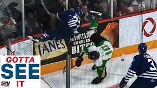 GOTTA SEE IT: Crazy Hit Sends Keith Getson Flying Into Boards Face-First