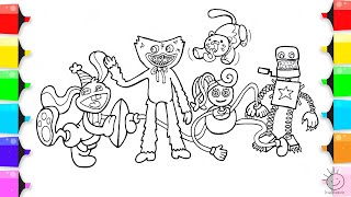 Poppy Playtime Coloring Page / Color Huggy Wuggy, Mommy long Legs, Bunzo Bunny, Candy Cat, Boxy Boo