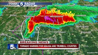 NWS issues tornado warning for Trumbull, Geauga, Ashtabula counties