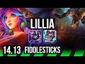 LILLIA vs FIDDLESTICKS (JGL) | 10/0/4, 67% winrate, Legendary | BR Challenger | 14.13